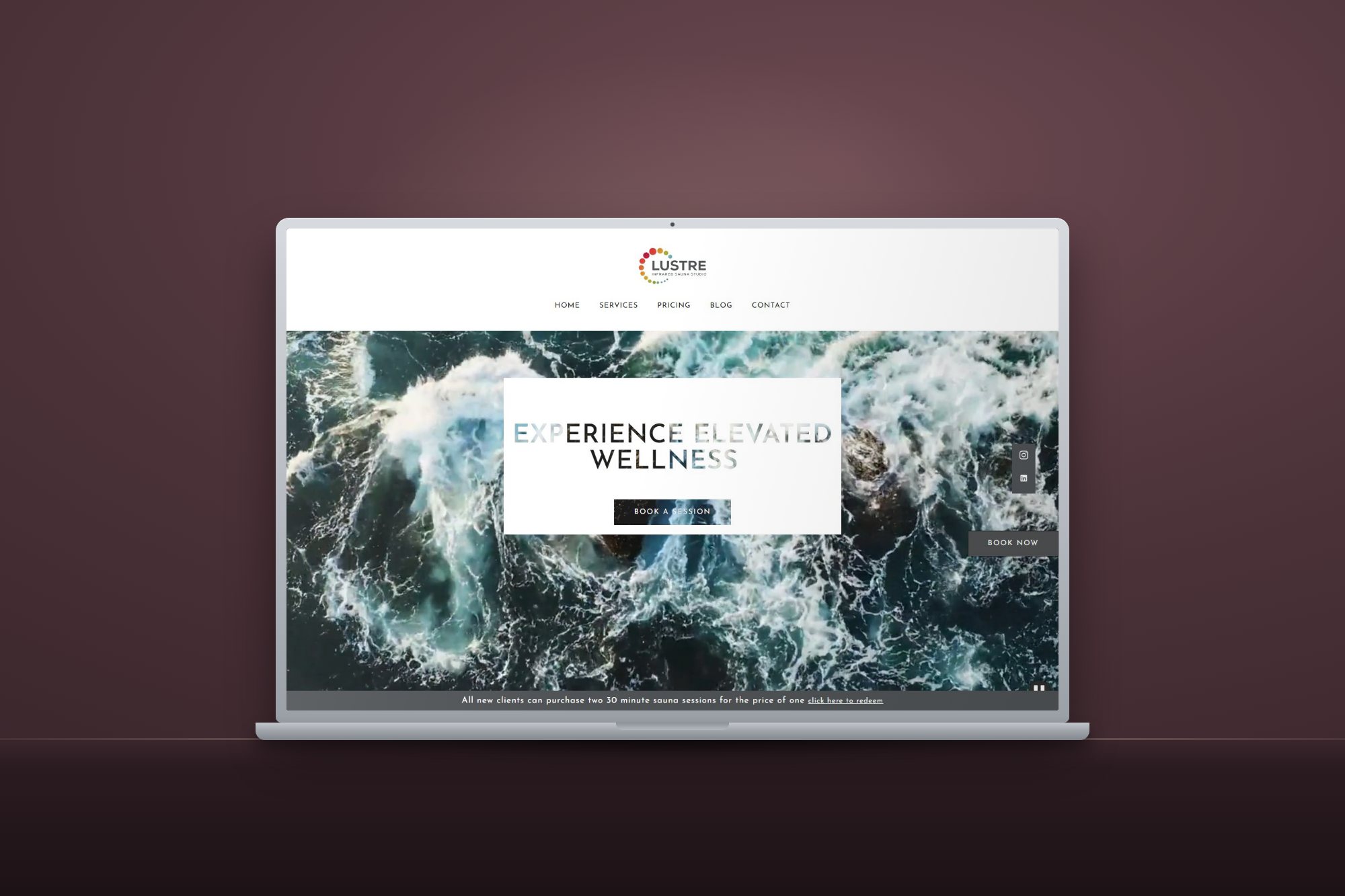Lustre website shown on a laptop